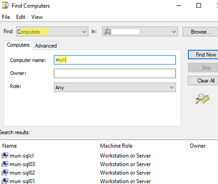 active directory computer searching