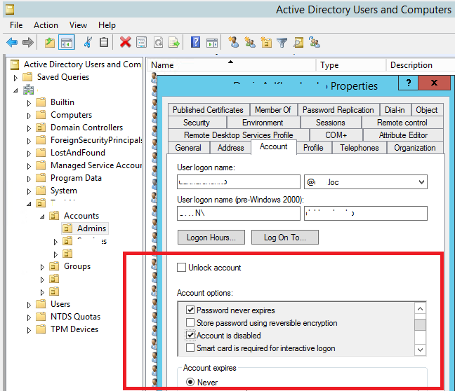 AD user account options - UserAccountControl 