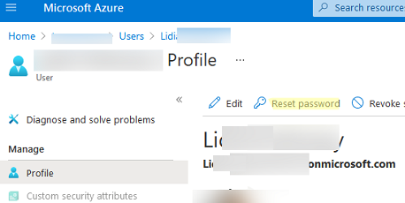 azure ad portal - reset user password