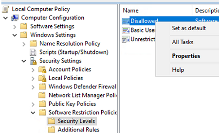 Create a whitelist Software Restriction Policy to prevent ransomware and viruses