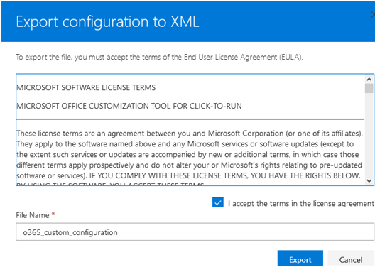 export odt configuration