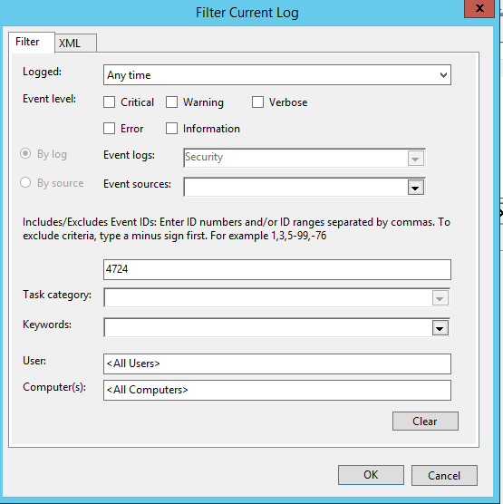 filter log eventis 4724