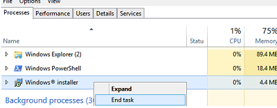kill windows installer process
