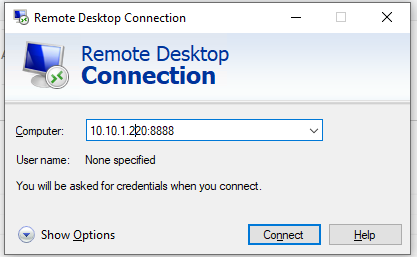 mstsc rdp port forwarding via ssh tunnel on windows 10