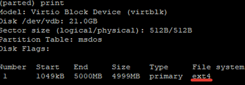 print disk partition info with parted