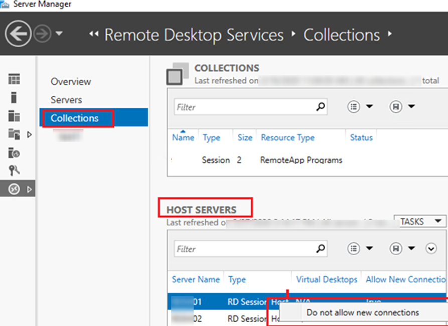 rds collection properties -> do not allow new connections