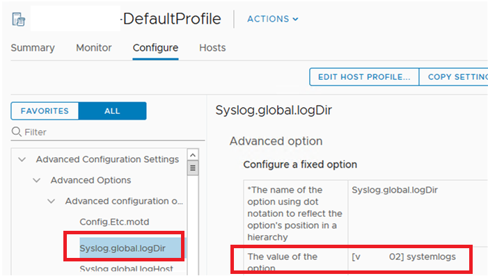 set Syslog.global.logDir via ESXi Host profiles