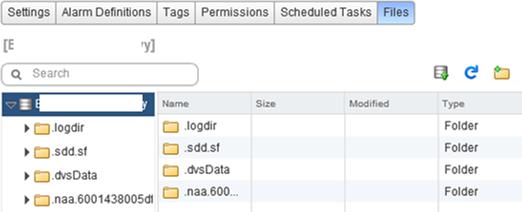 system files on vmfs: logdir, sdd.sf? dbsData and naa… 