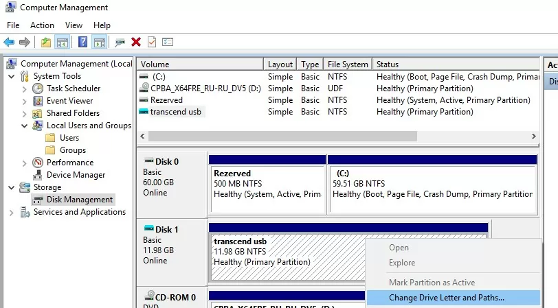 Computer Management Change Drive Letter and Path