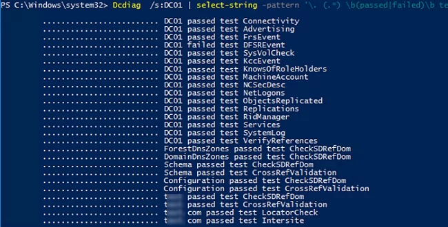 Dcdiag summary report powershell script