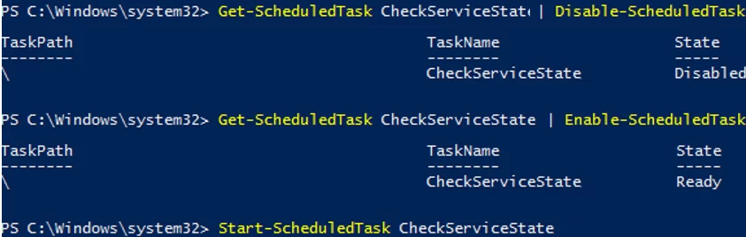 disable/enable/start sheduled task manually