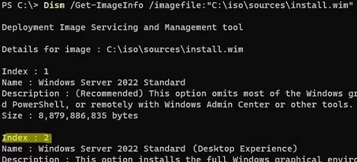 dism: get wim image info