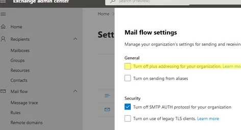 Enable Plus Addressing in Microsoft 365 / Exchange Online