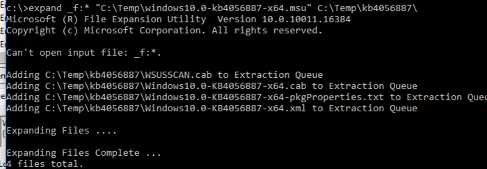 extracting msu package