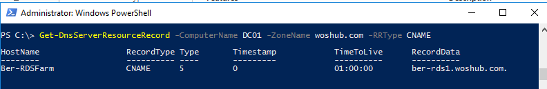 Get-DnsServerResourceRecord RRType 