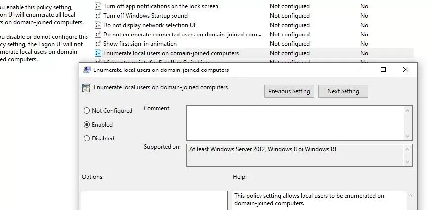 local gpo: Enumerate local users on domain-joined computers