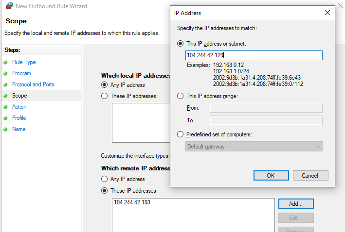 outbound rule add IPs