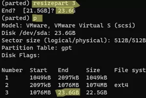 parted extend Linux partition