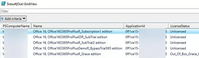 powershell script: check office licenses on remote computers in active directory domain