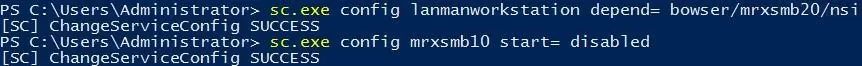 delete smb1 driver on client: sc.exe config mrxsmb10 start= disabled