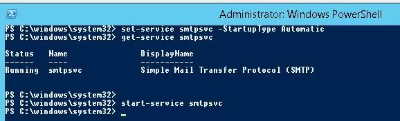 Start smtpsvc service