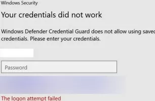 Windows Defender Credential Guard does not allow using saved credentials