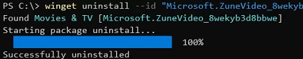 winget uninstall application from cmd
